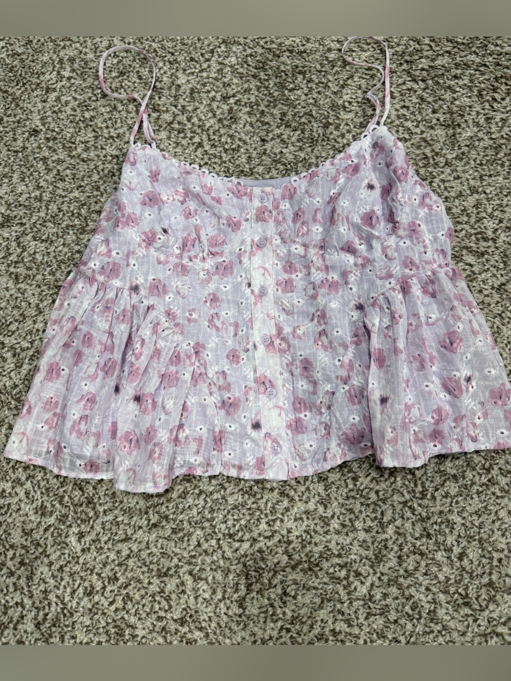 Lush Pink Floral Eyelet Sundress Top